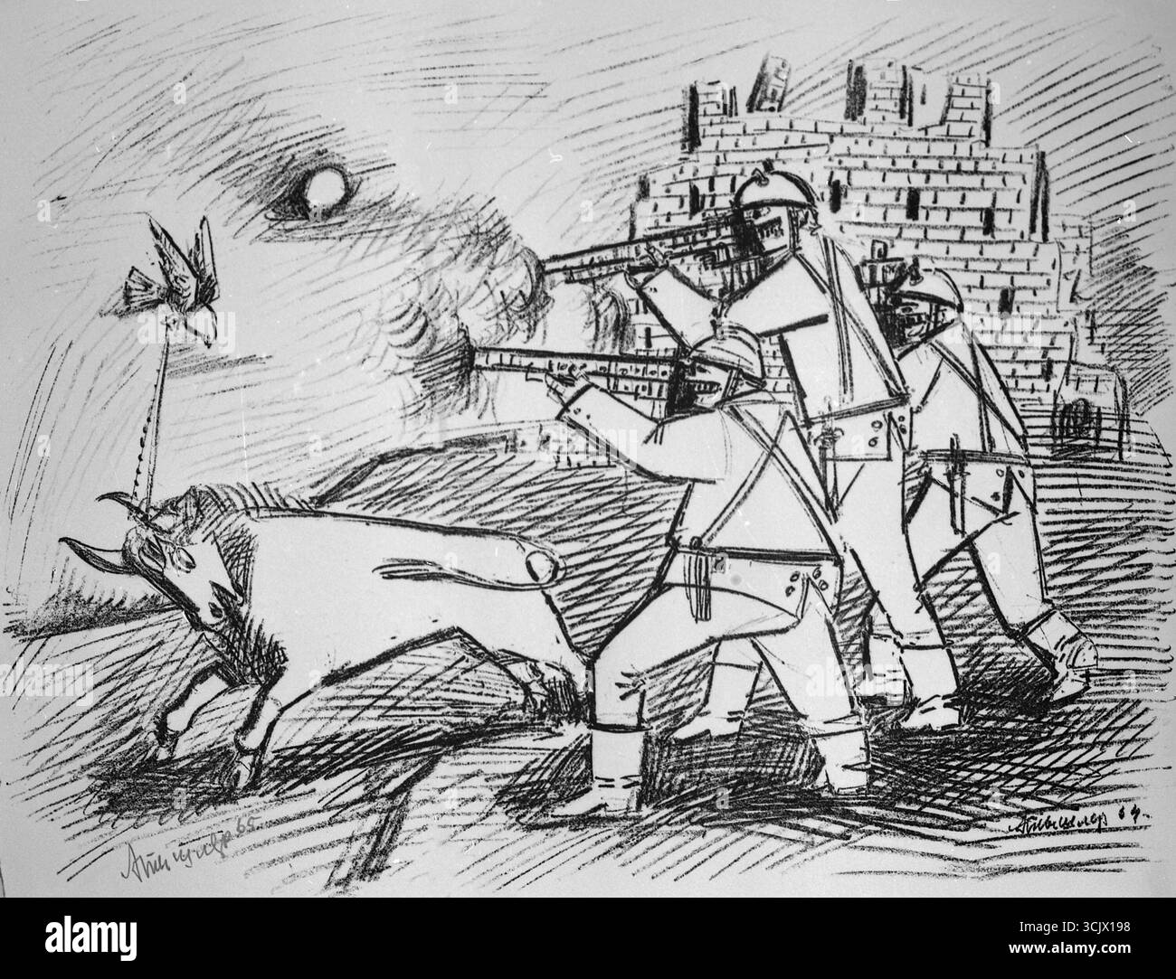 Disegno dell'artista ucraino Alexander Tyshler, 1965 Foto Stock