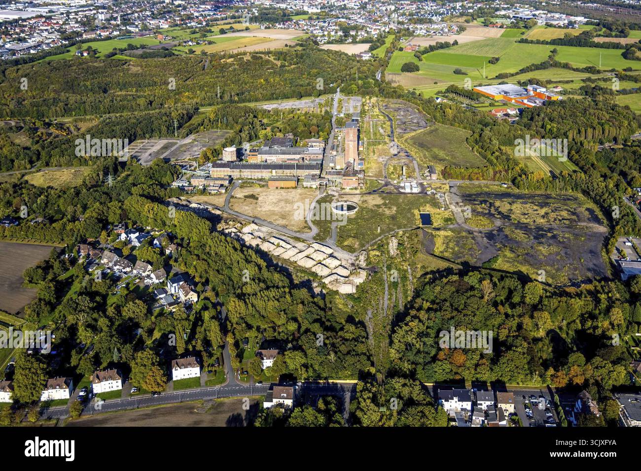 Vista aerea, ex miniera Ost Heinrich Robert con Redesign CreativRevier Hamm, distretto Pelkum, Hamm, zona della Ruhr, Renania settentrionale-Vestfalia, Germania, Arch Foto Stock