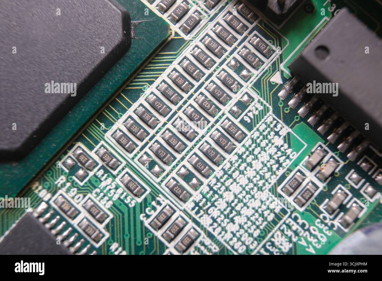 Dettaglio di una scheda elettronica ad alta tecnologia Foto Stock