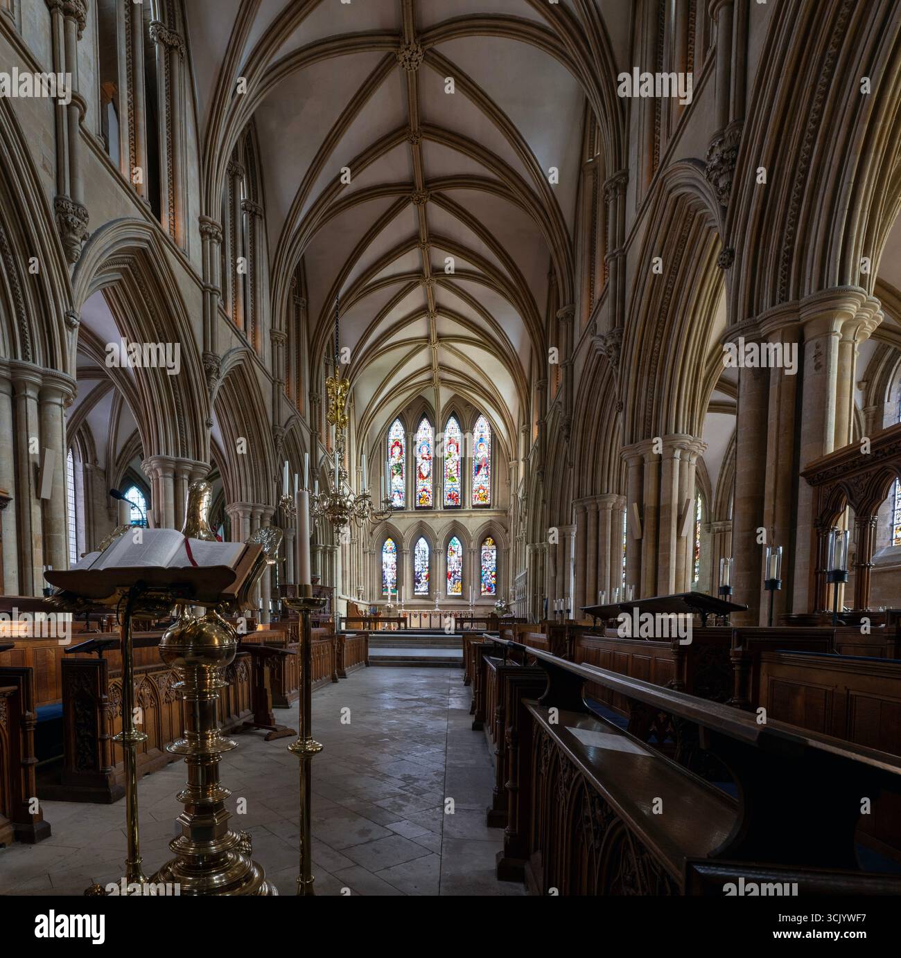 Southwell Minster - Vista interna del Quire - Southwell, Nottinghamshire, Inghilterra, Regno Unito Foto Stock