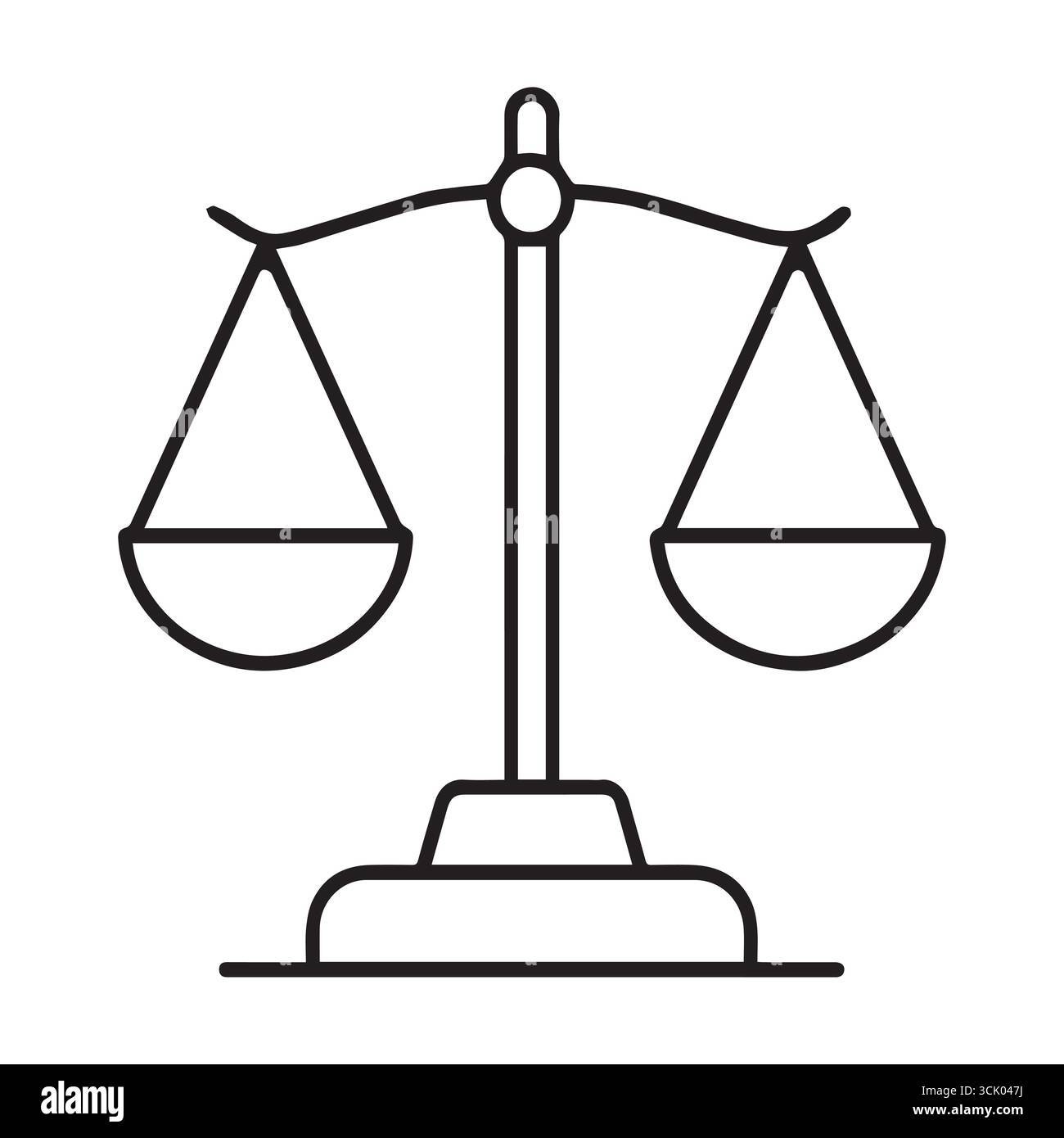 Un'icona minimalista che raffigura una classica scala di equilibrio, simboleggia giustizia e correttezza Illustrazione Vettoriale
