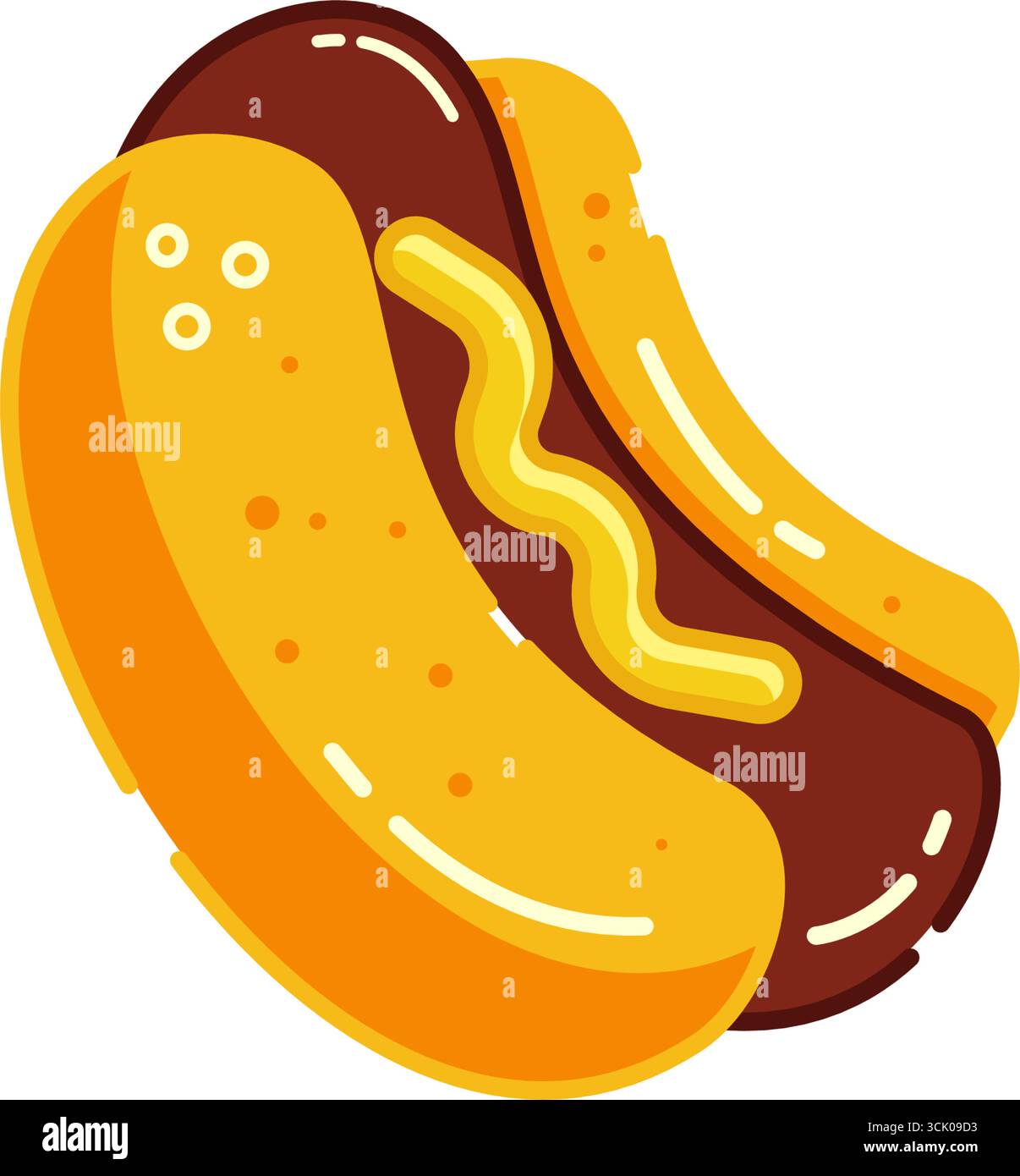 Icona Hot Dog Fast Food in stile colore riempimento Cartoon Design isolato vettoriale Illustrazione Vettoriale