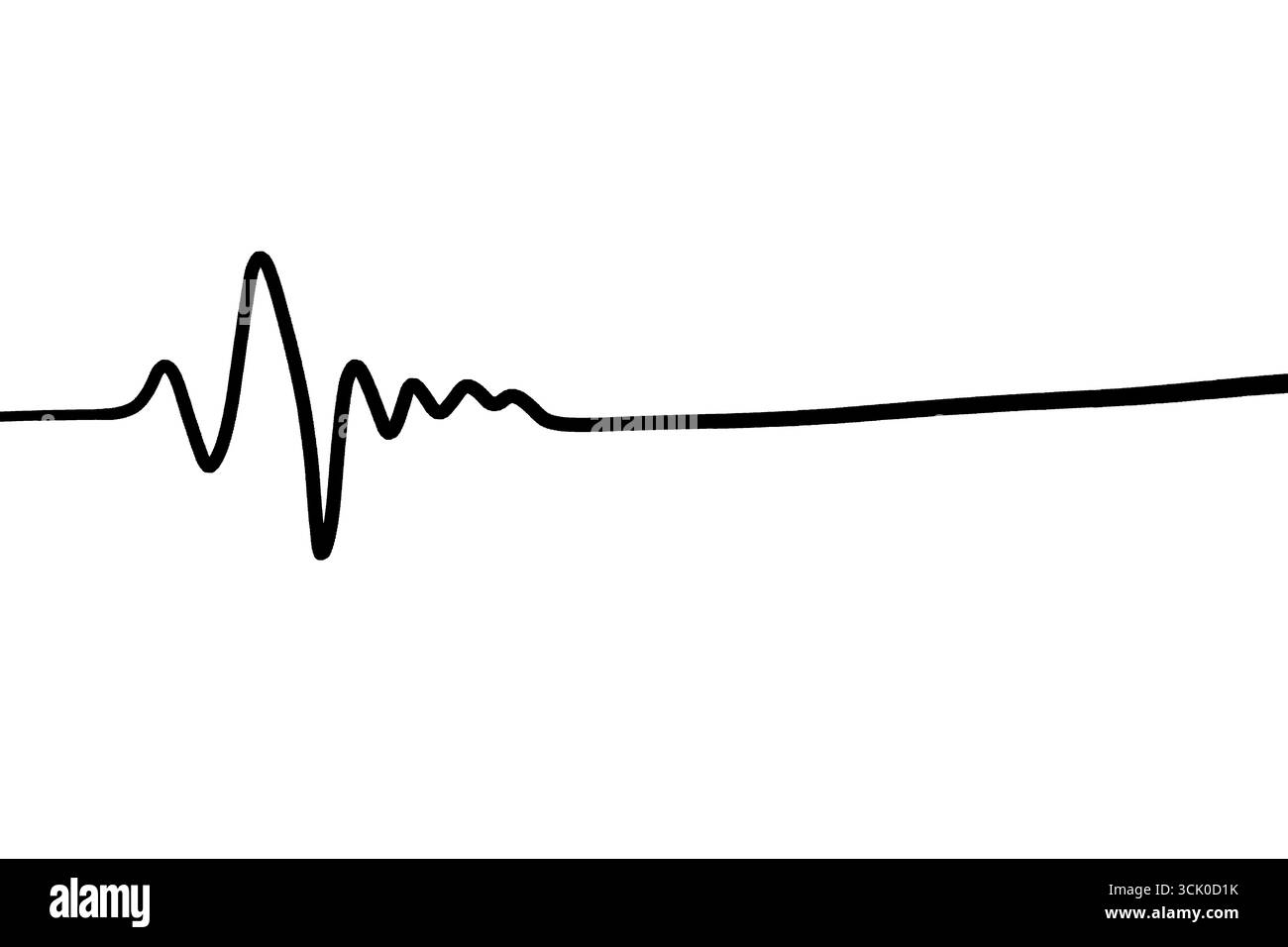 Battito cardiaco tracciato su una linea su sfondo bianco. Foto Stock