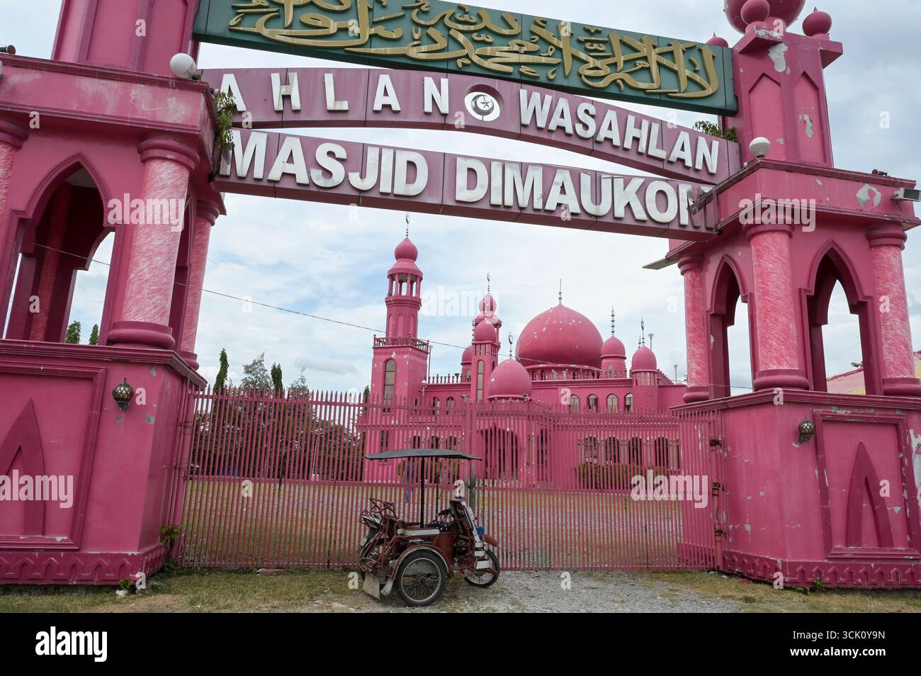 FILIPPINE, Isola di Mindanao, regione autonoma di Bangsamoro in muslim Mindanao BARMM, città di Salbu, moschea rosa Masjid Dimaukom / PHILIPPINEN, Bangsamoro muslimische automome Region auf Mindanao, Stadt Salbu, rosa Moschee Masjid Dimaukom Foto Stock