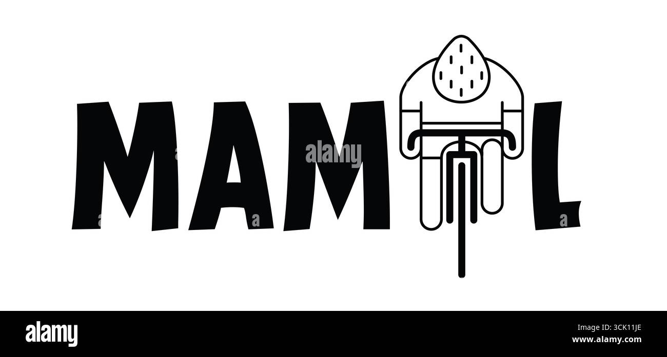 Mamil è un'abbreviazione americana per uomini di mezza età in lycra; o uomini di mezza età in tute da ciclismo. Simbolo di ciclismo dei cartoni animati. Giornata mondiale della bicicletta. Sport Foto Stock
