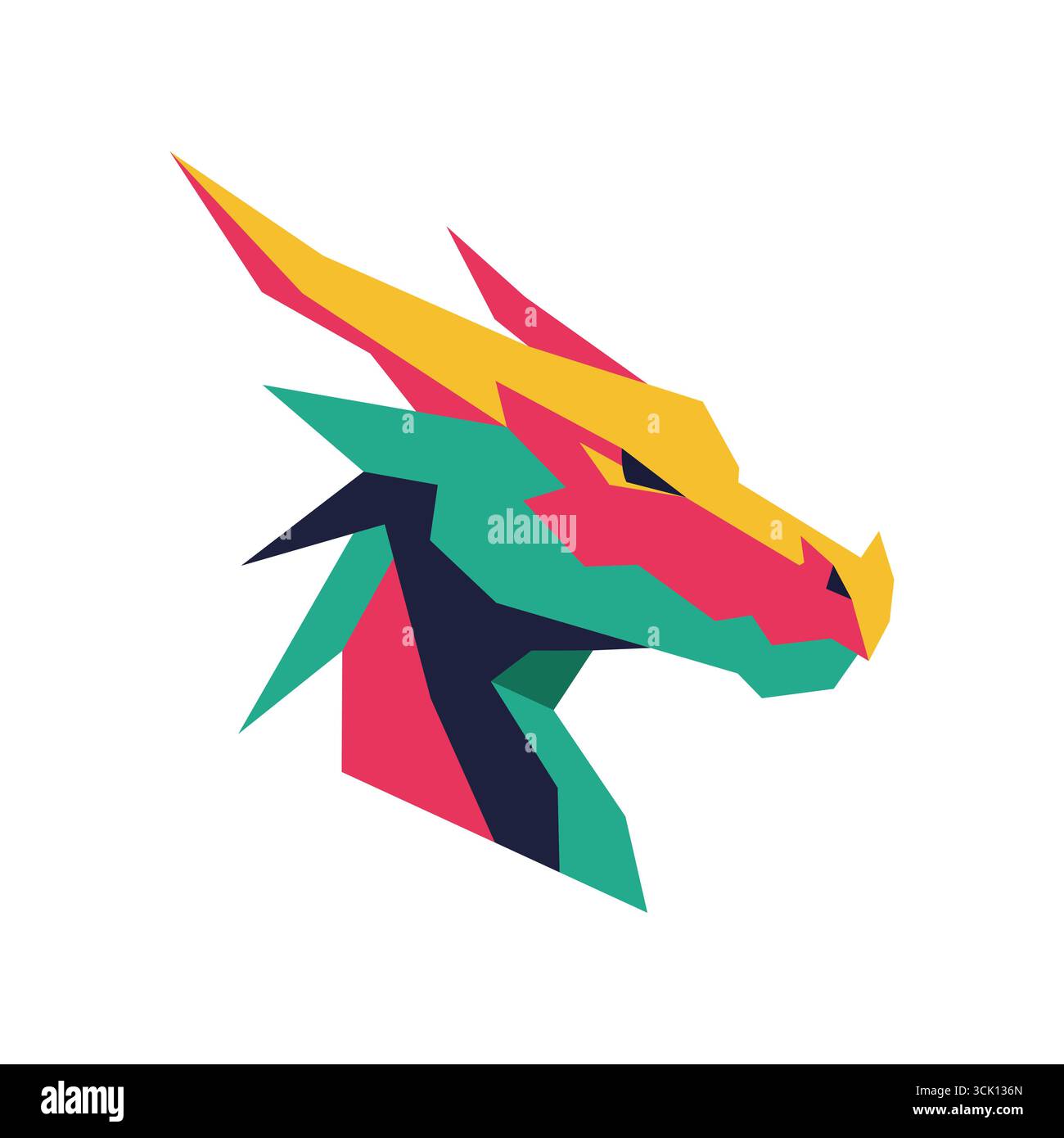 Grafica vettoriale della testa del drago su sfondo bianco Illustrazione Vettoriale