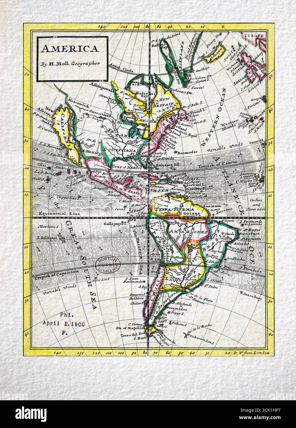Mappa degli Stati Uniti, 2 aprile 1900 - Mappa politica dell'America alla fine del secolo Foto Stock
