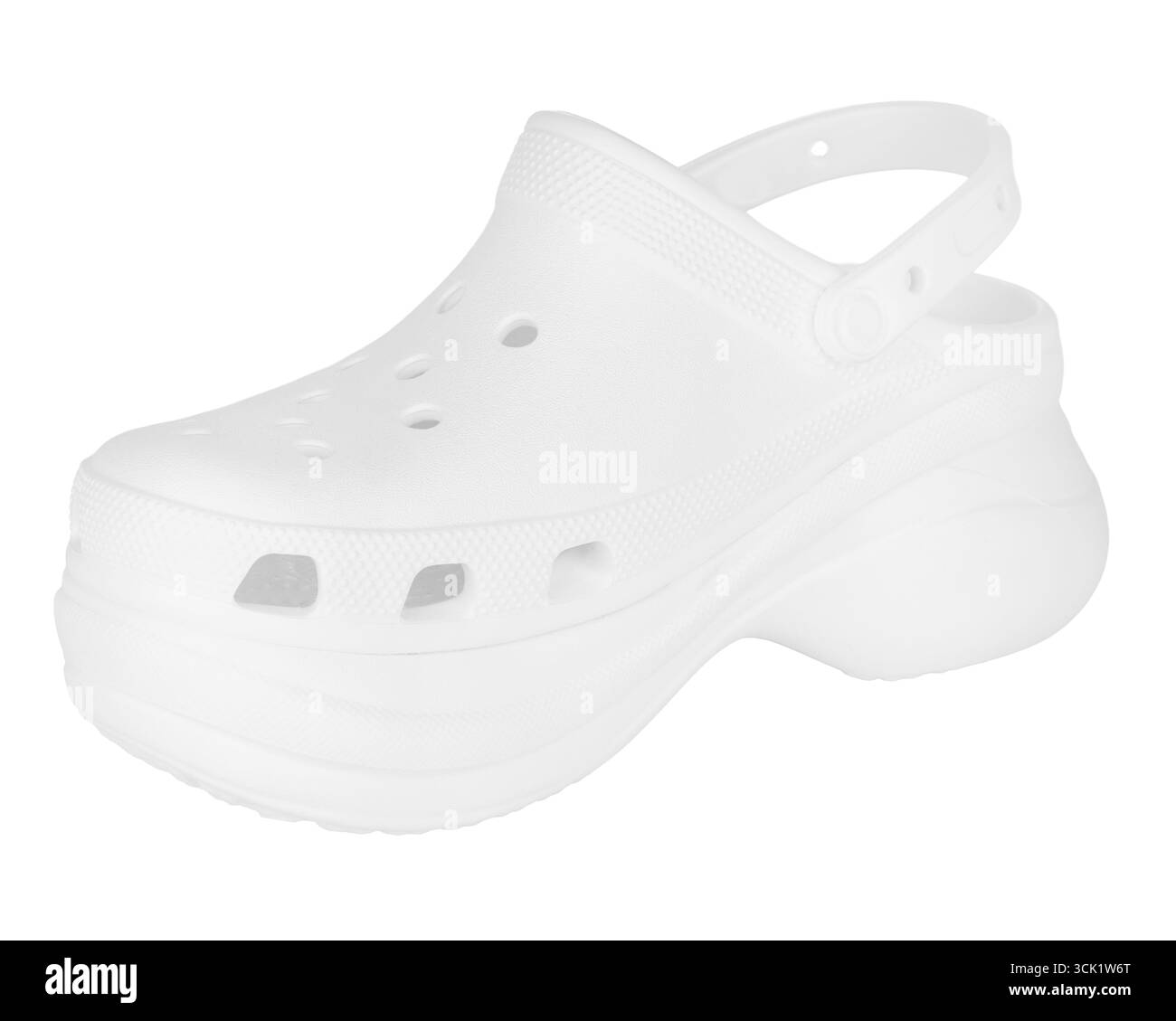 Ostruzione isolata in schiuma bianca con cinturino sul tallone Foto Stock