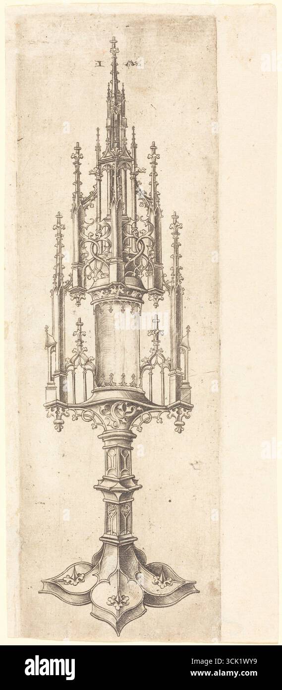 Israhel van Meckenem dopo il Maestro W con la chiave, Un mostro gotico, ca. 1480, incisione. Foto Stock