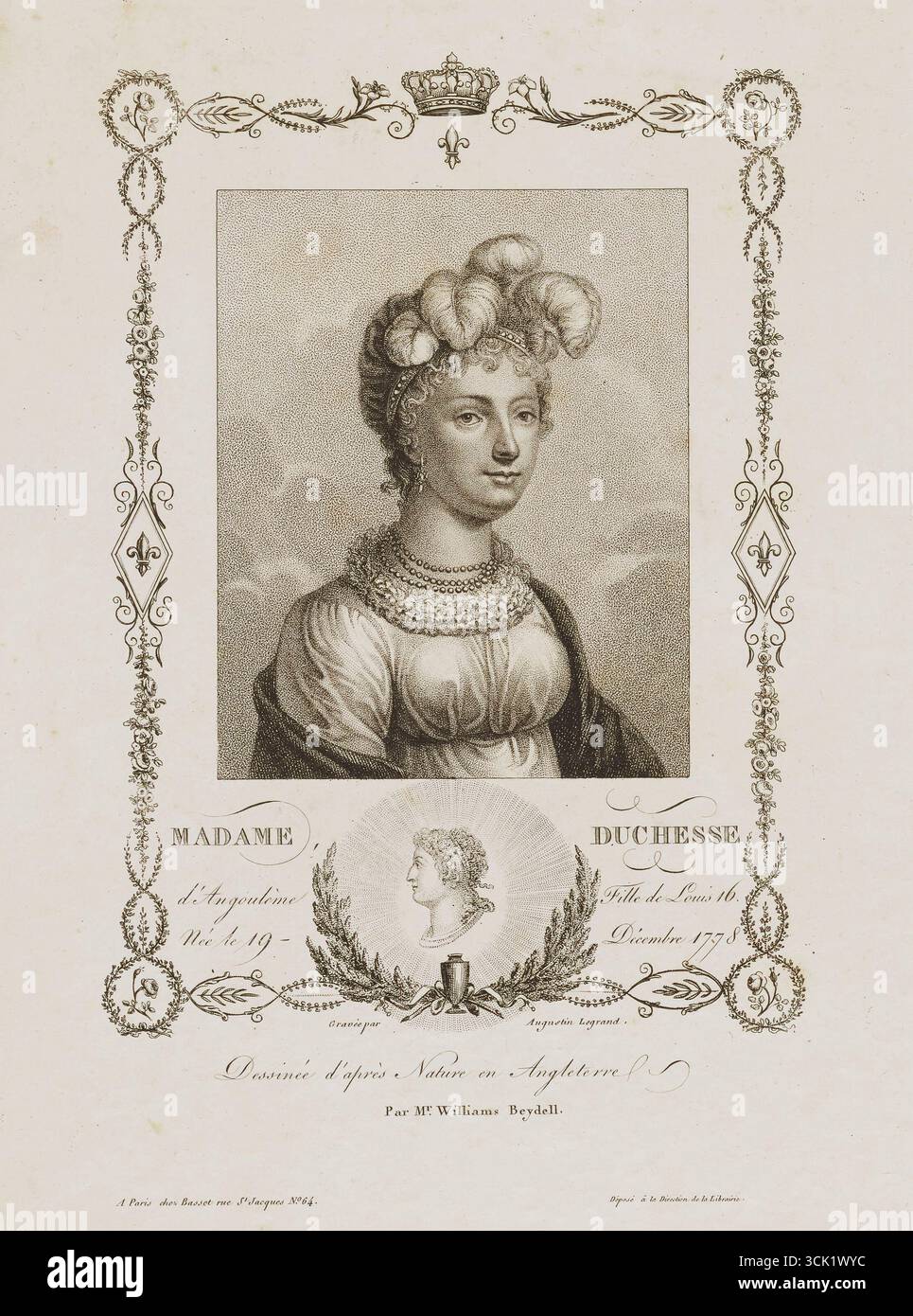 Auguste Claude Simon Legrand, Madame Duchesse, n.d., incisione. Foto Stock