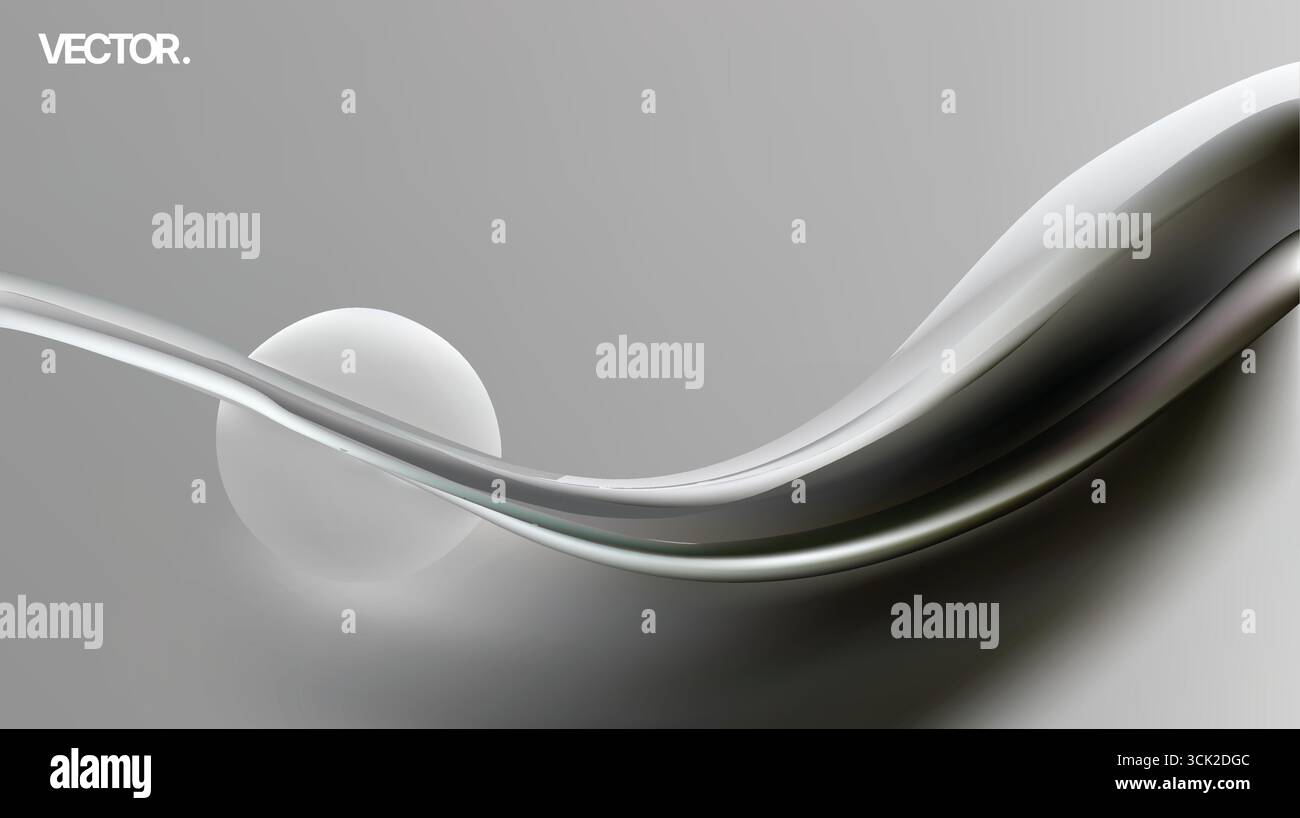 Un elegante design Abstract Wave caratterizzato da una messa a fuoco morbida e da una sfera incantevole Illustrazione Vettoriale