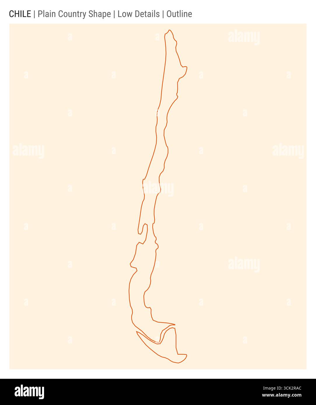 Mappa del paese di pianura del Cile. Dettagli bassi. Stile contorno. Forma del Cile. Illustrazione vettoriale. Illustrazione Vettoriale