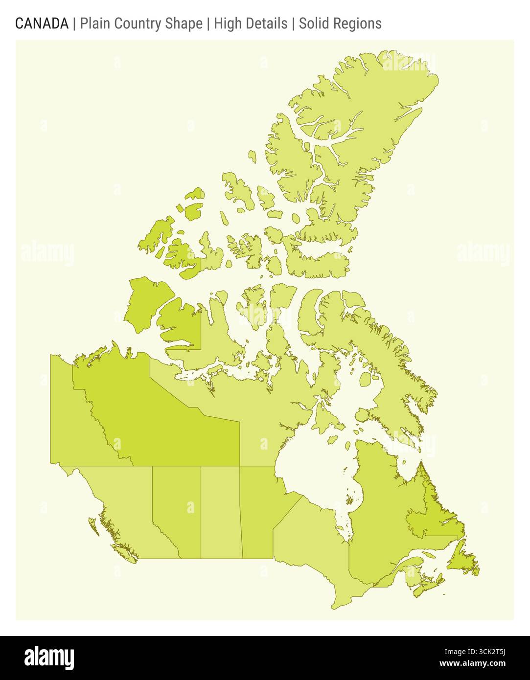 Mappa del paese del Canada. Dettagli alti. Stile regioni solide. Forma del Canada. Illustrazione vettoriale. Illustrazione Vettoriale