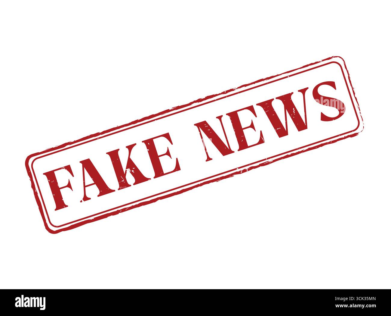 Un timbro in gomma per notizie false con un contorno e un testo Illustrazione Vettoriale