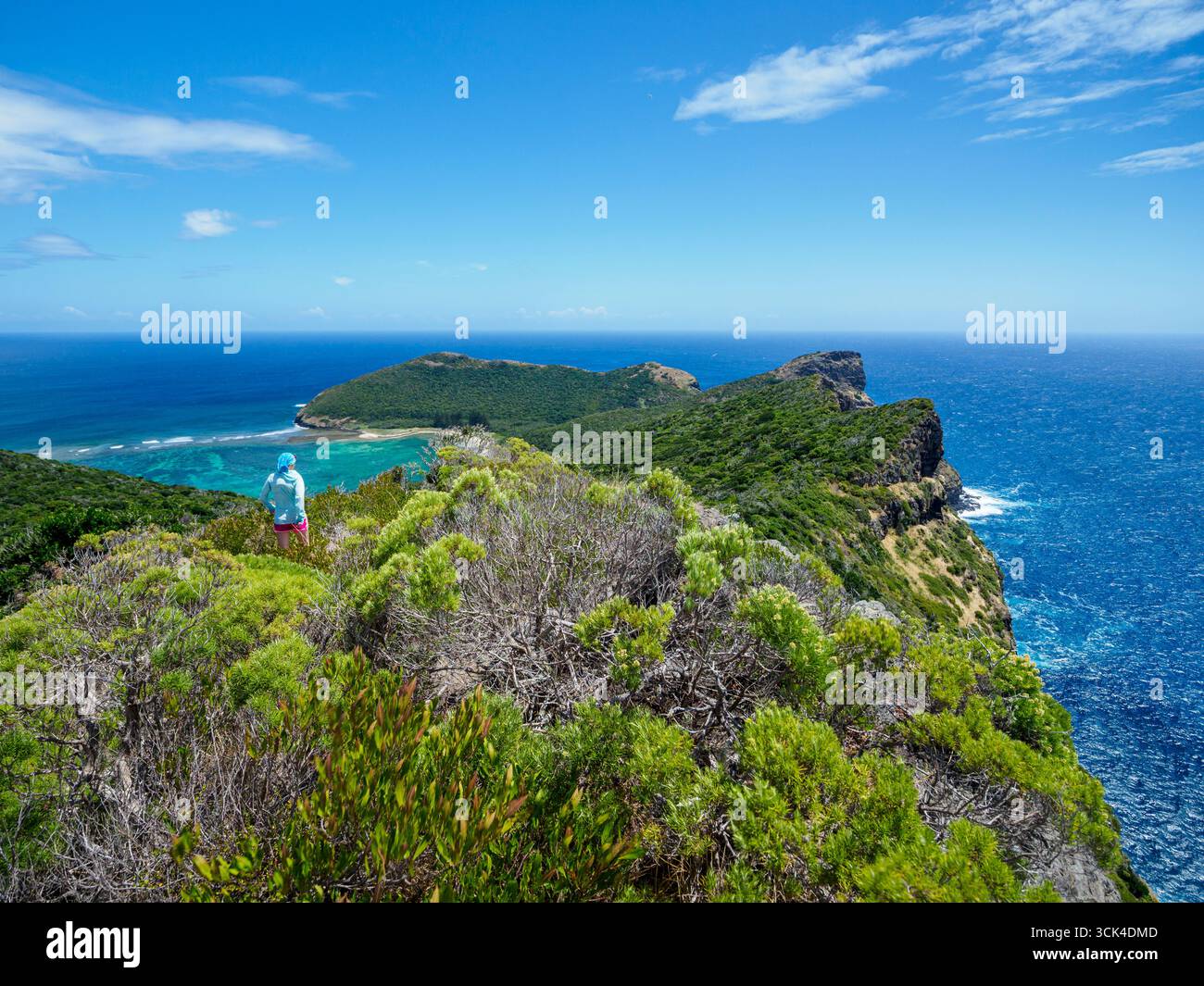 Donna che fa un'escursione sull'isola di Lord Howe Foto Stock