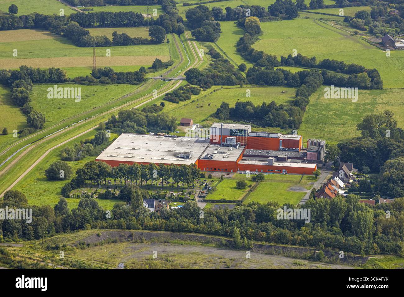 Foto aerea, Riba Verpackungen GmbH, Pelkum District, Hamm, Ruhr area, Renania settentrionale-Vestfalia, Germania, DE, Europa, imprese commerciali, commercio Foto Stock