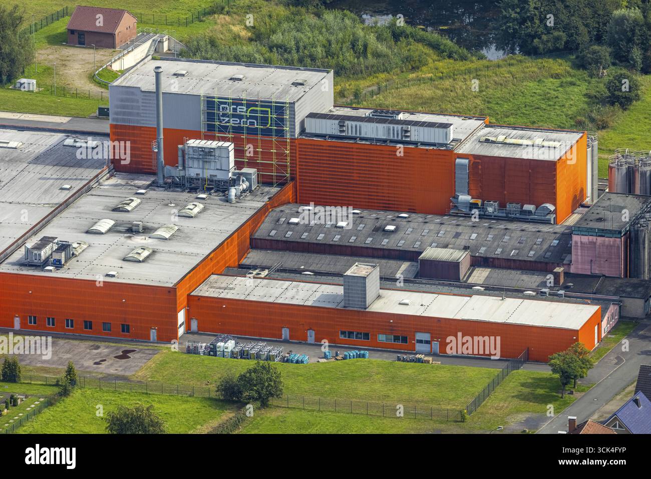 Foto aerea, Riba Verpackungen GmbH, Pelkum District, Hamm, Ruhr area, Renania settentrionale-Vestfalia, Germania, DE, Europa, imprese commerciali, commercio Foto Stock