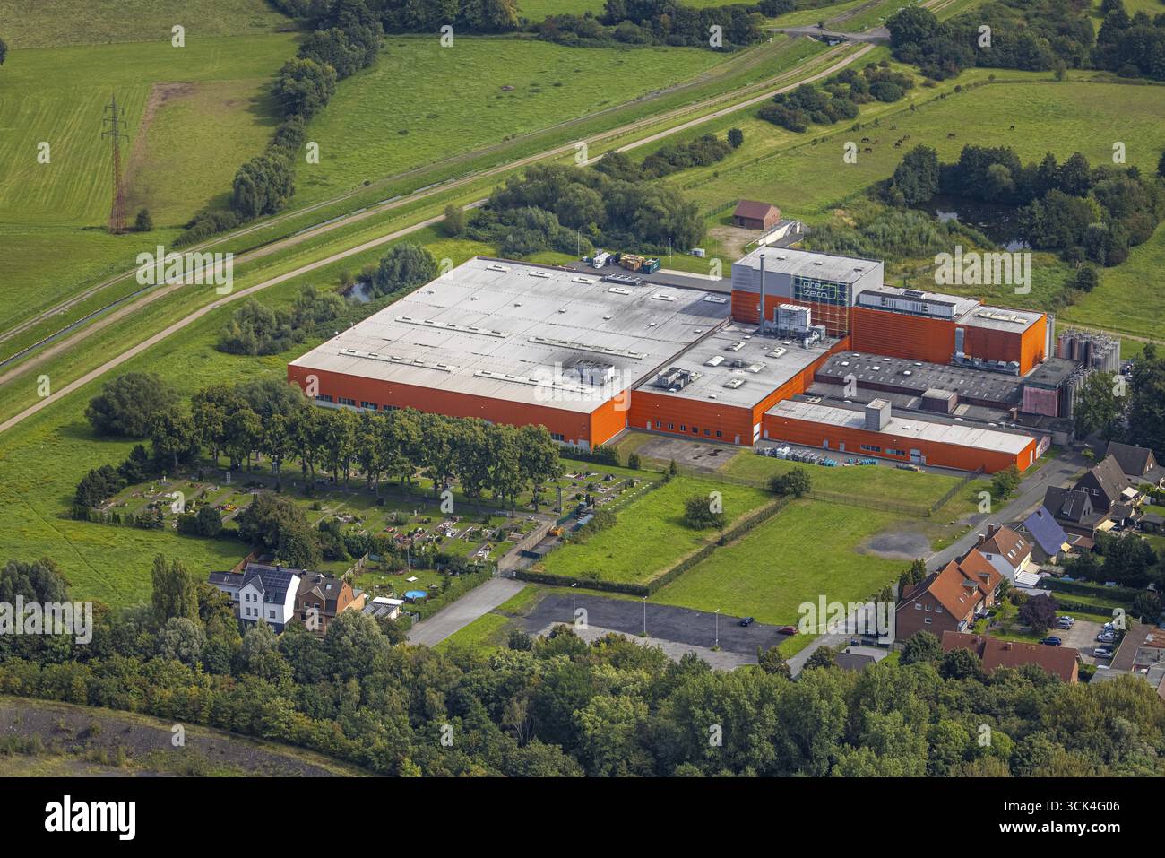 Foto aerea, Riba Verpackungen GmbH, Pelkum District, Hamm, Ruhr area, Renania settentrionale-Vestfalia, Germania, DE, Europa, imprese commerciali, commercio Foto Stock