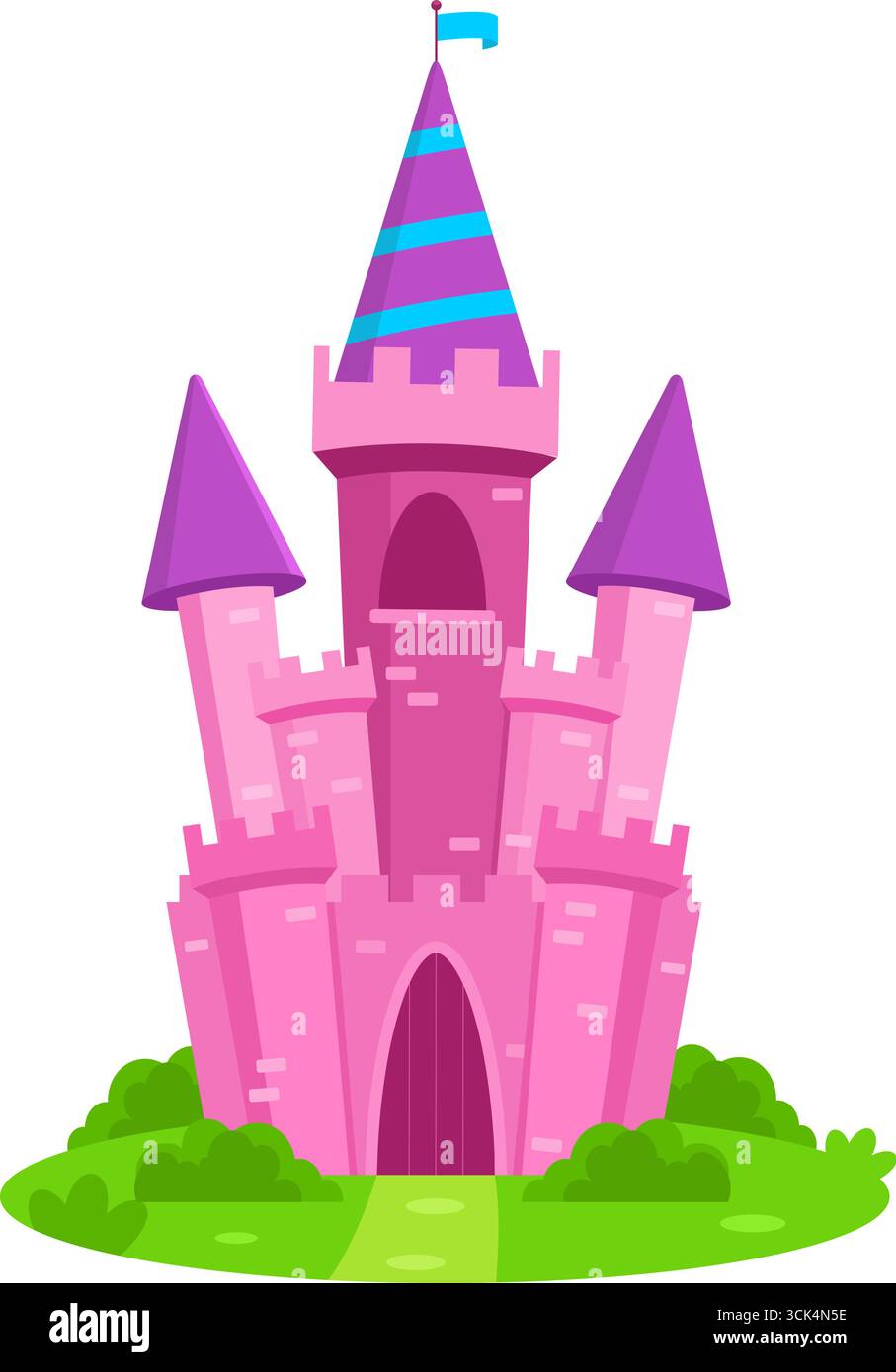 Cartoon Magic Princess Castle. Illustrazione vettoriale Flat Design isolato su sfondo trasparente Illustrazione Vettoriale