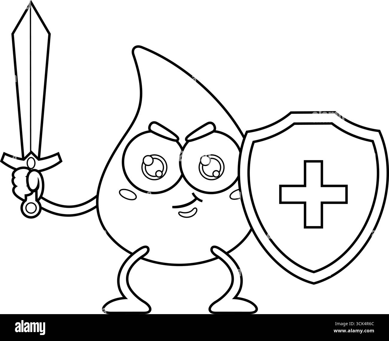 Adorabili guardie dei personaggi di cartoni animati con scudo e spada. Illustrazione vettoriale disegnata a mano isolata su sfondo trasparente Illustrazione Vettoriale