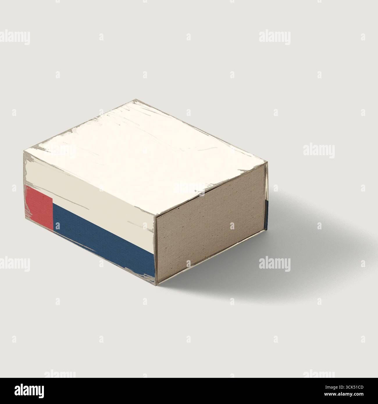 Una rappresentazione minimalista di una scatola rettangolare con una semplice combinazione di colori. Foto Stock
