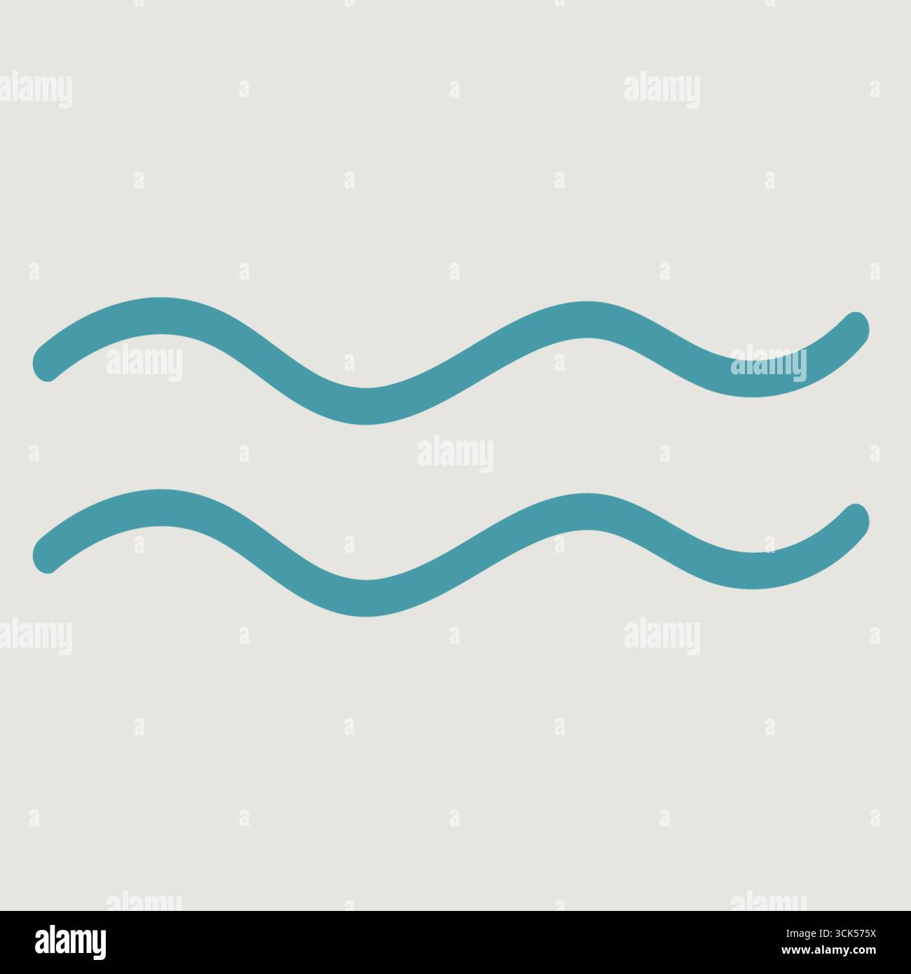 Una semplice illustrazione di due linee ondulate, spesso rappresentative del movimento dell'acqua o del fluido. Foto Stock