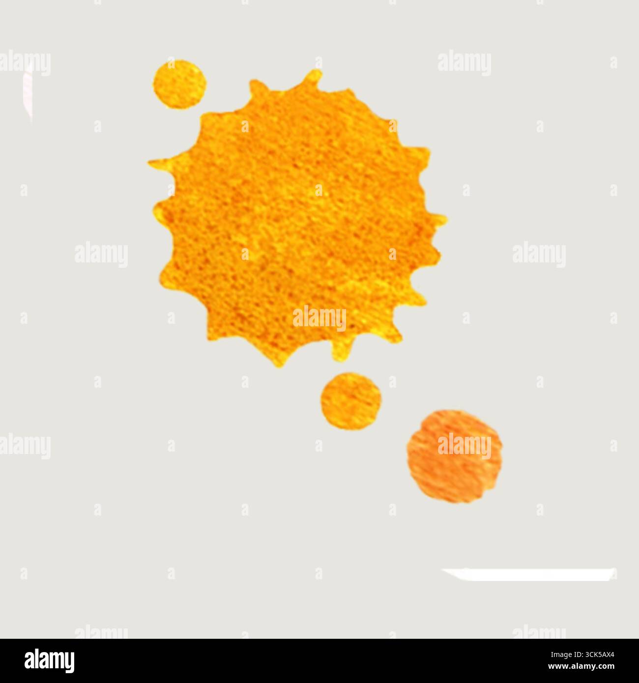Un'illustrazione stilizzata del sole con corpi celesti più piccoli, che enfatizza il calore e la luminosità. Foto Stock