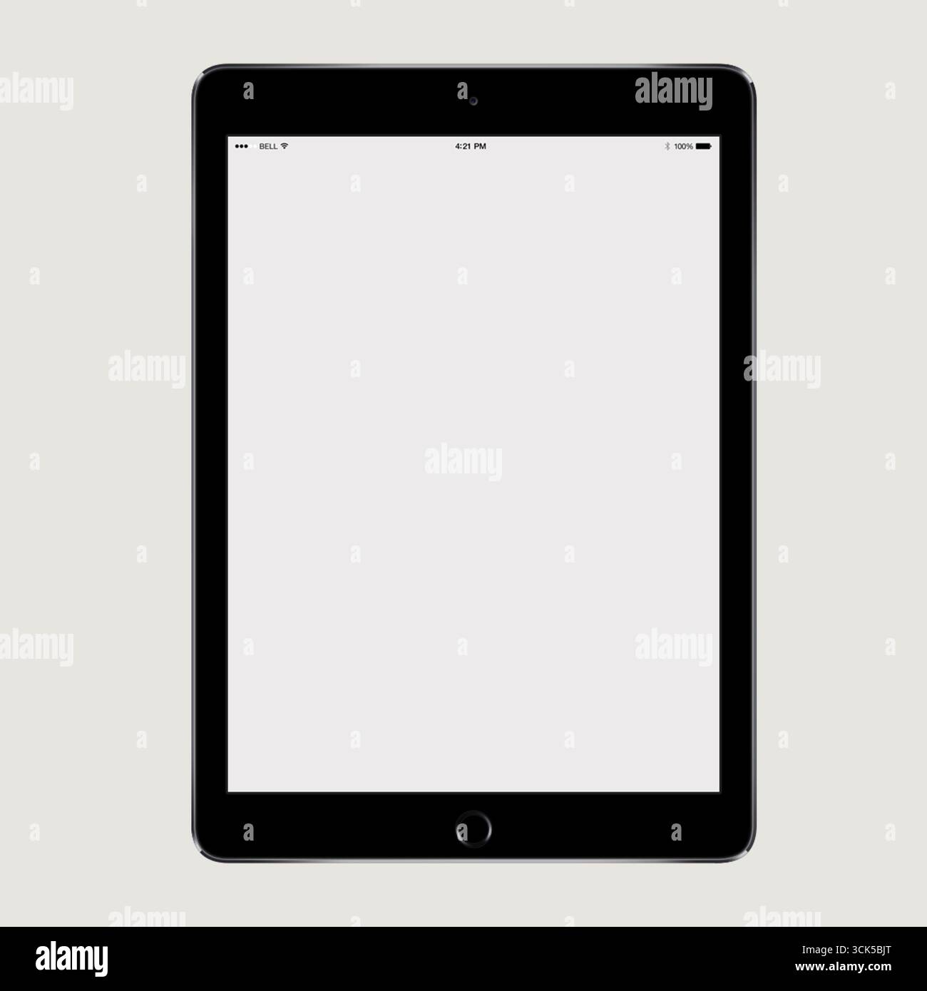 Una schermata vuota del tablet che non visualizza alcun contenuto. Foto Stock
