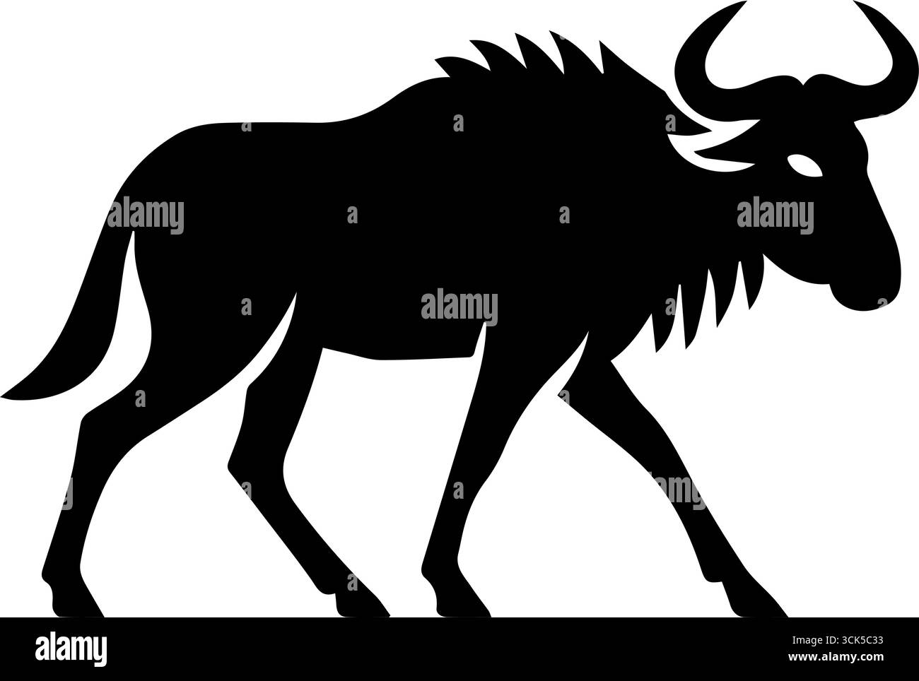Sagoma di un'icona degli GNU che cammina di profilo Illustrazione Vettoriale