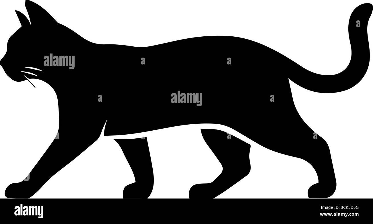 Silhouette di un'elegante icona nera che cammina con grazia Illustrazione Vettoriale