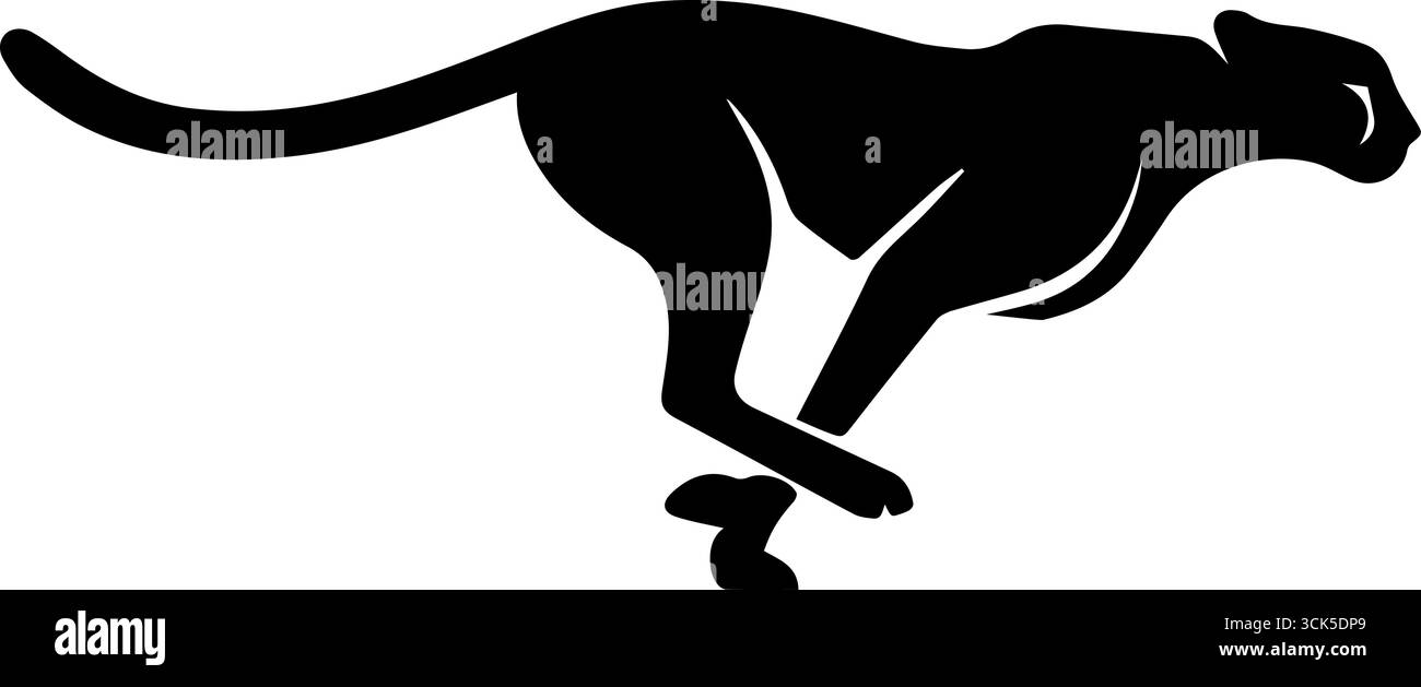 Silhouette nera di un'icona Cheetah Running Fast Illustrazione Vettoriale