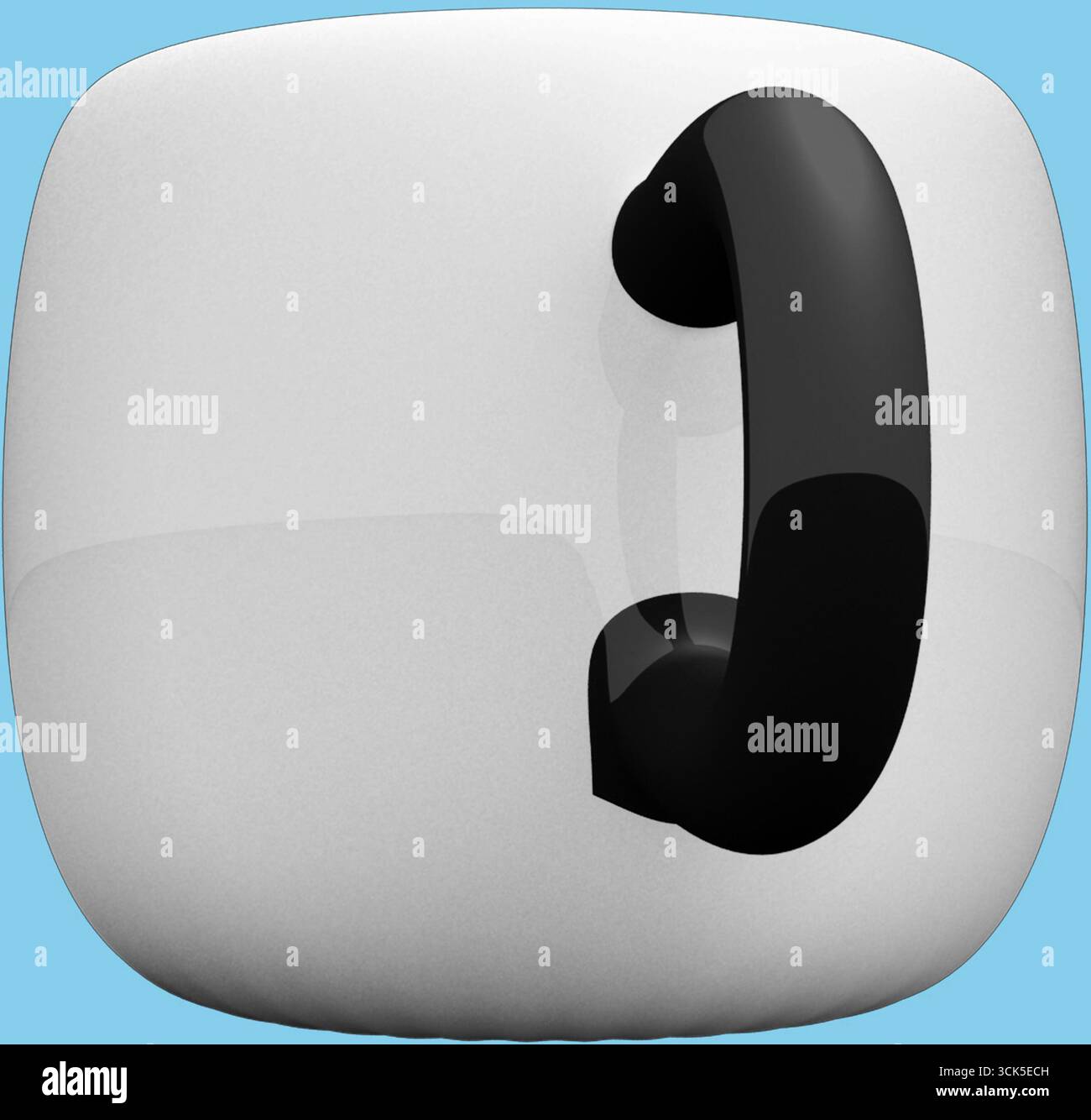 Rappresentazione grafica stilizzata dell'icona di un telefono, generalmente utilizzata per indicare le opzioni di comunicazione o di contatto. Foto Stock