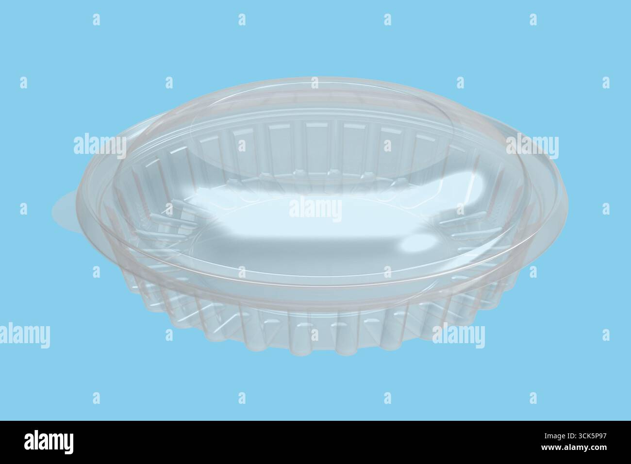Contenitore in plastica trasparente con coperchio a cupola, comunemente utilizzato per il prelievo o la conservazione. Foto Stock