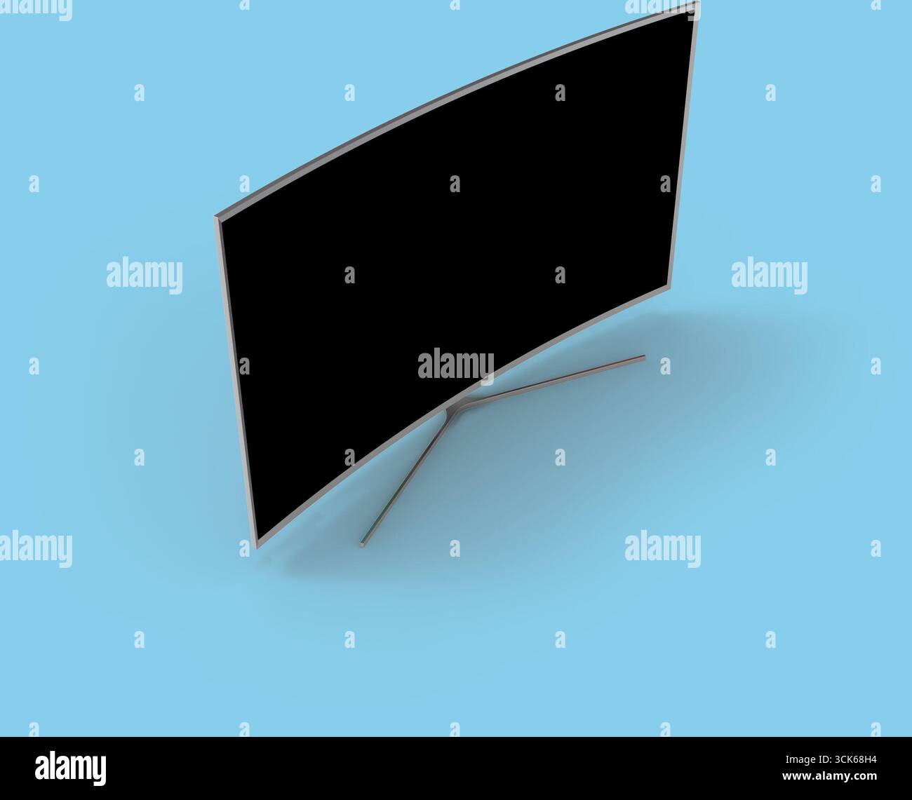 Un televisore curvo elegante e moderno dal design minimalista con schermo nero. Foto Stock