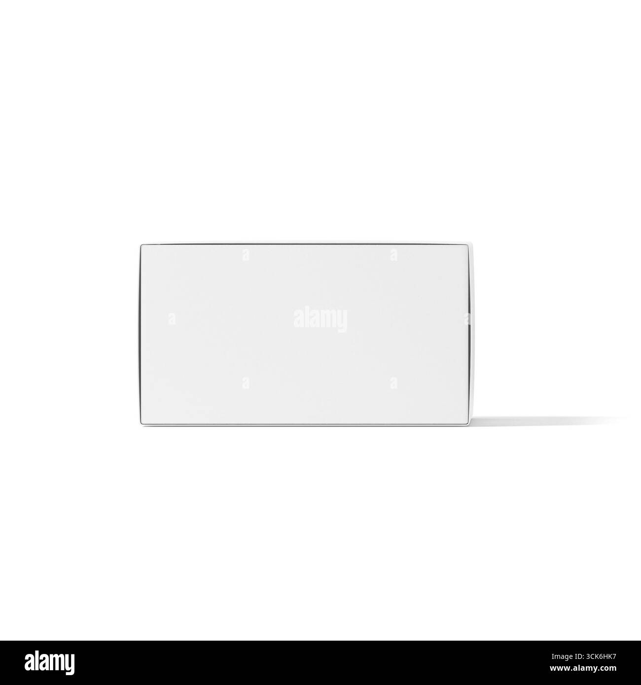 Una semplice scheda rettangolare vuota su sfondo bianco, ideale per progetti o presentazioni personalizzabili. Foto Stock