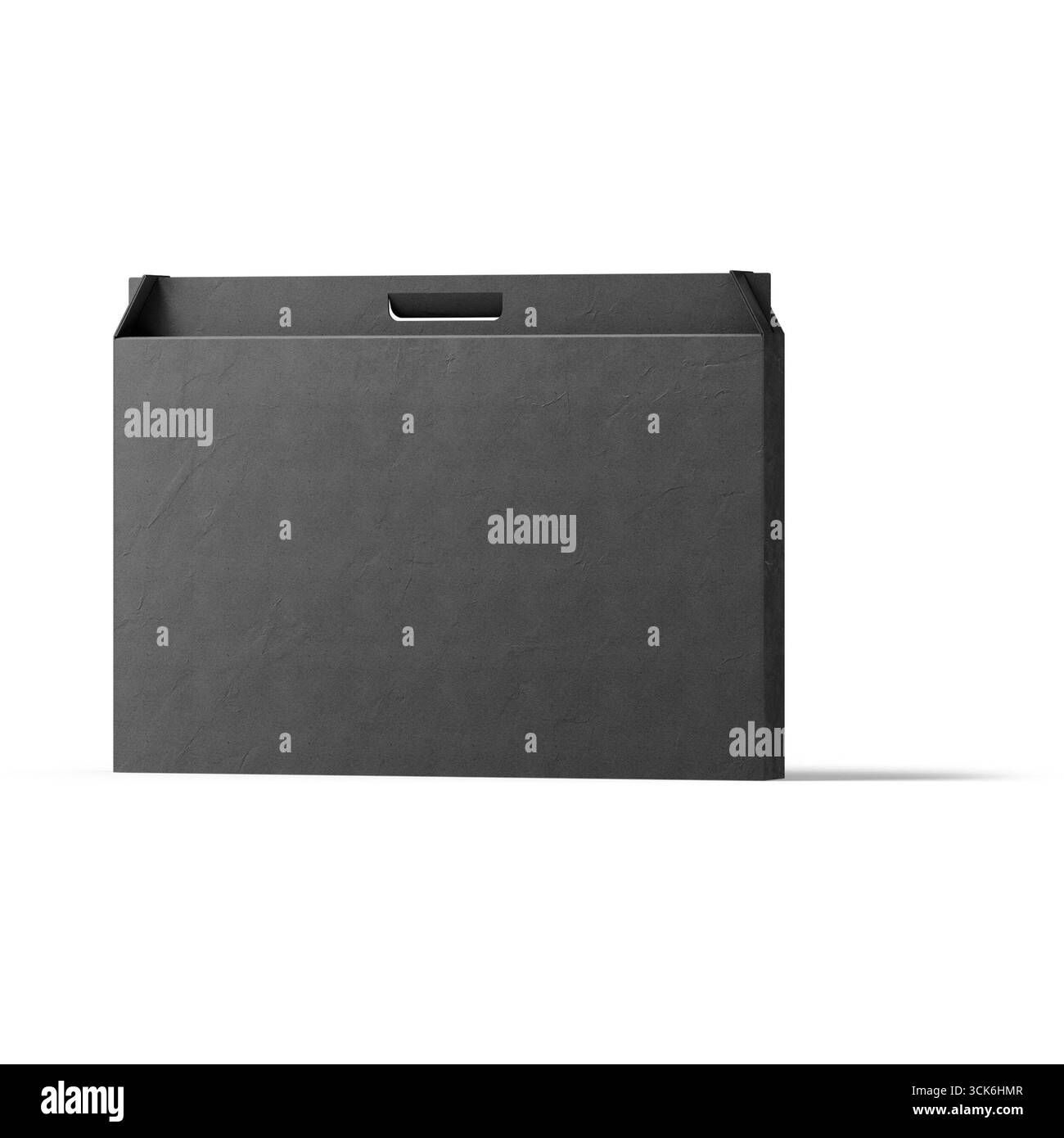 Elegante piegatrice nera progettata per organizzare i documenti, dotata di una maniglia per un facile trasporto. Foto Stock