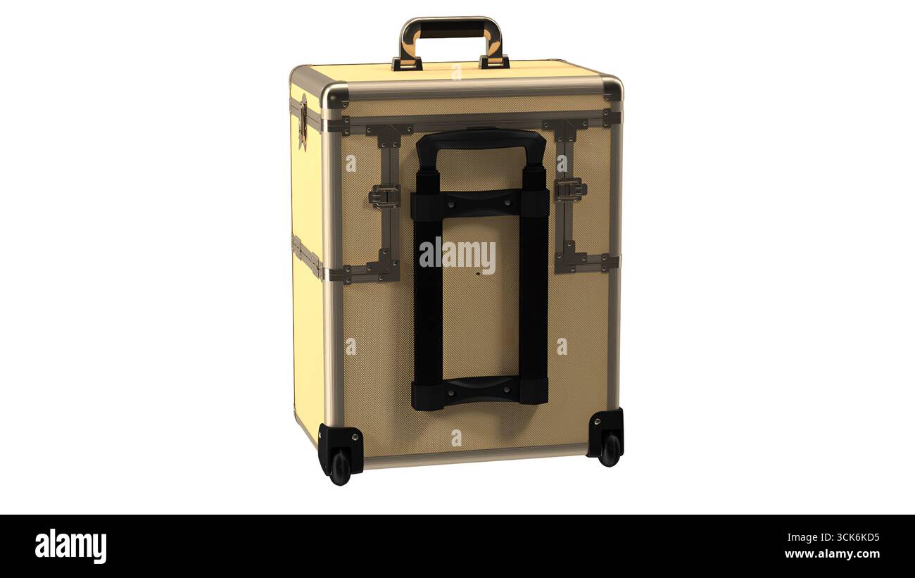 Una valigia elegante e moderna con maniglia retrattile e ruote, progettata per la massima comodità di viaggio. Foto Stock