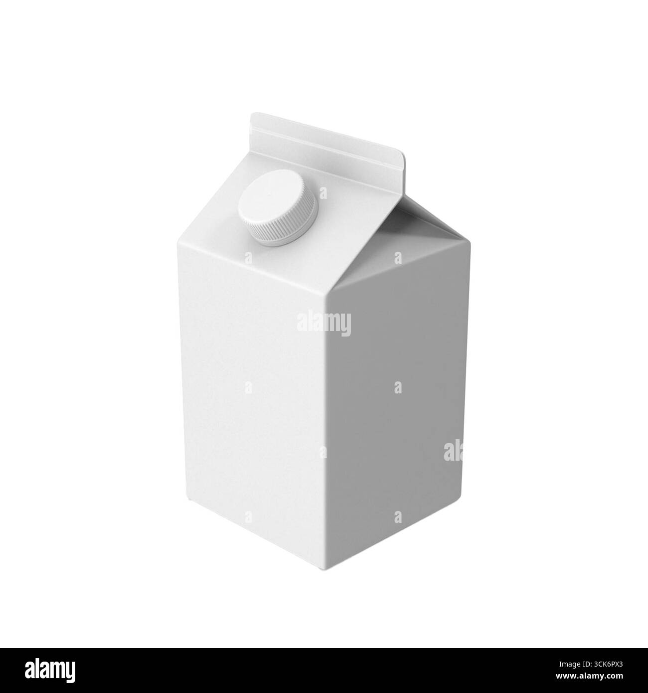 Cartone bianco semplice con tappo a vite, progettato per la conservazione e il versamento di liquidi. Foto Stock