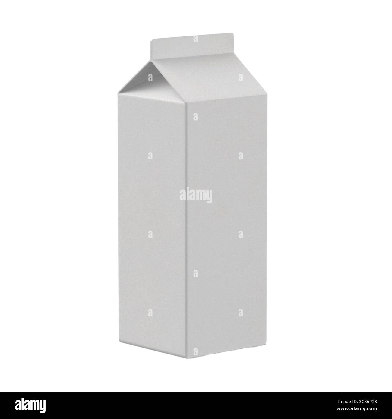Cartone per il latte semplice, senza marchio, progettato per il confezionamento di prodotti liquidi. Foto Stock