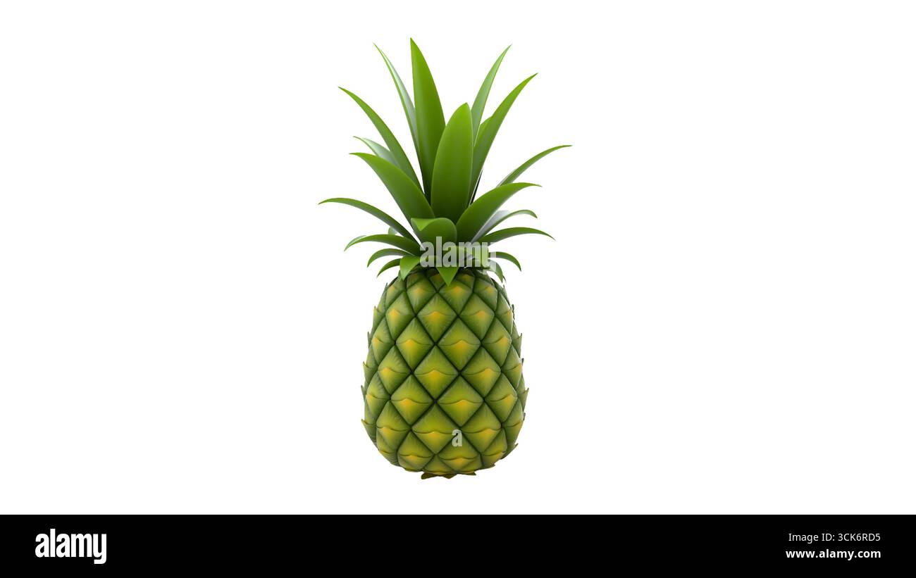Una vivace illustrazione di un ananas, che mostra la sua texture distintiva e il fogliame verde. Foto Stock
