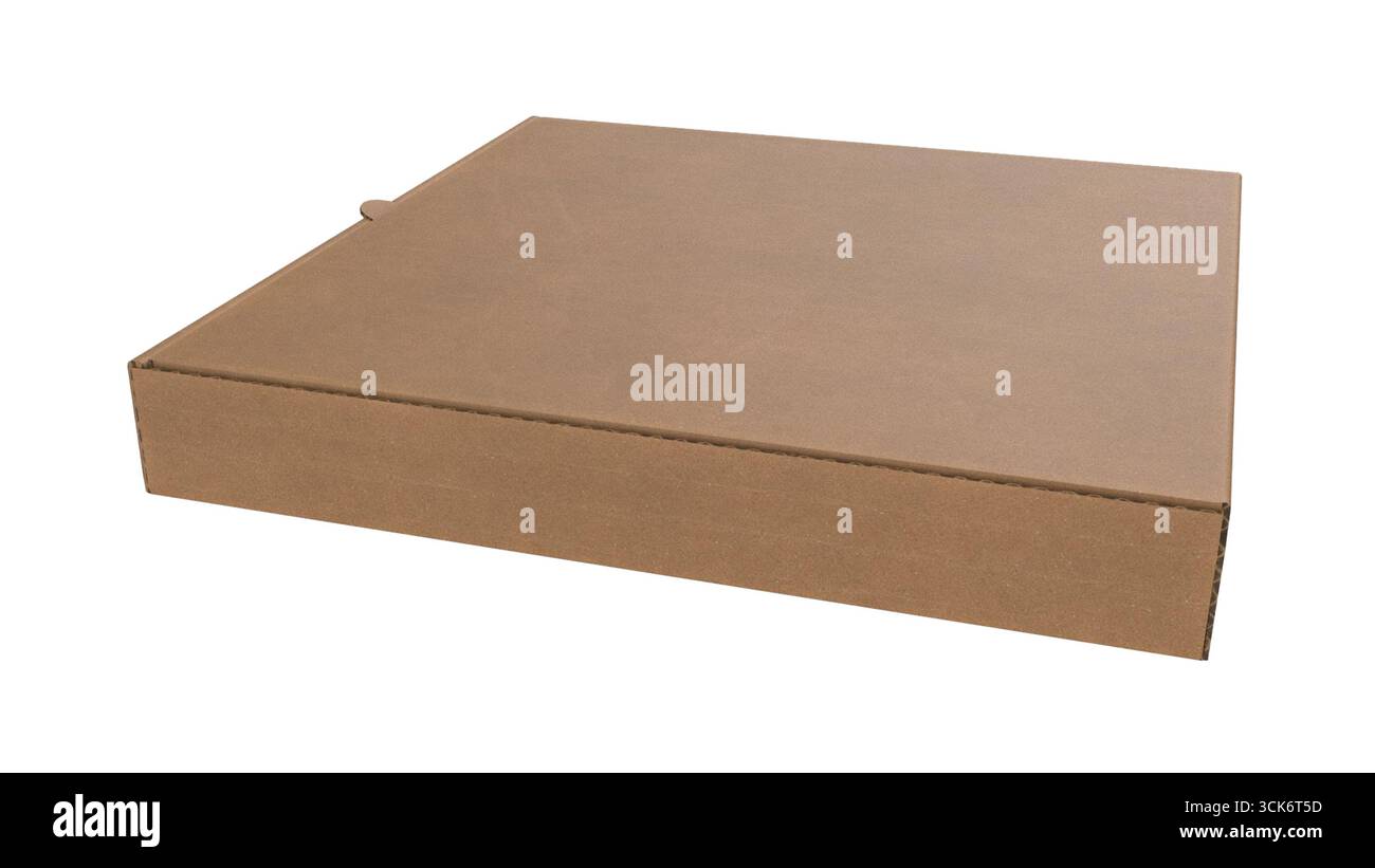 Una semplice scatola di cartone marrone, comunemente utilizzata per imballare e spedire gli articoli in modo sicuro. Foto Stock