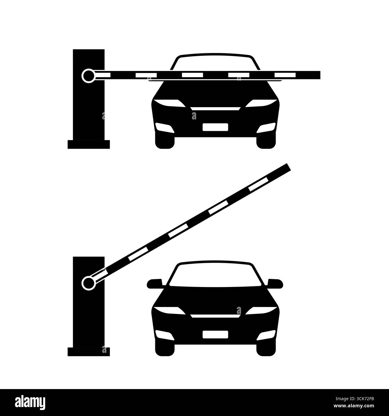 Simbolo barriera per auto. Concetto di parcheggio. Illustrazione vettoriale isolata su sfondo bianco. Illustrazione Vettoriale