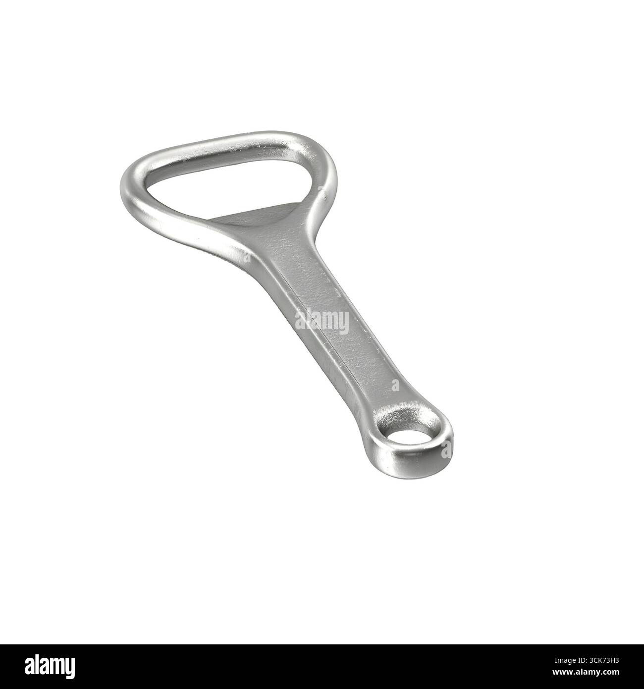 Un apribottiglie metallico progettato per rimuovere facilmente i tappi dai flaconi per bevande. Foto Stock