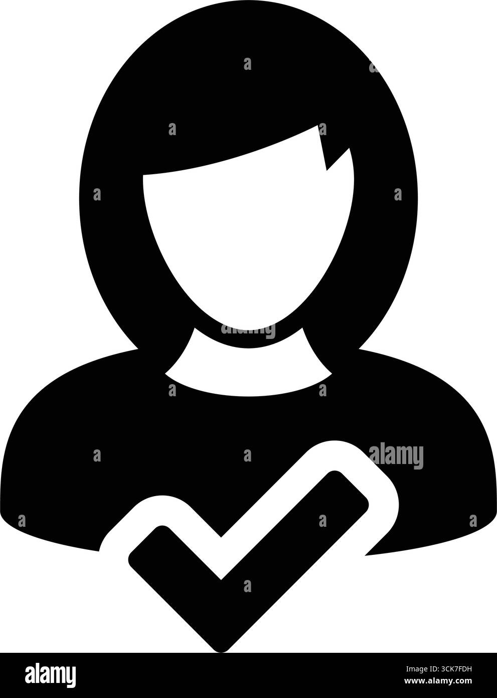 Icona distintivo verificato - glifo nero pieno per la verifica dell'amministratore e dell'account nell'illustrazione stile glifo Illustrazione Vettoriale