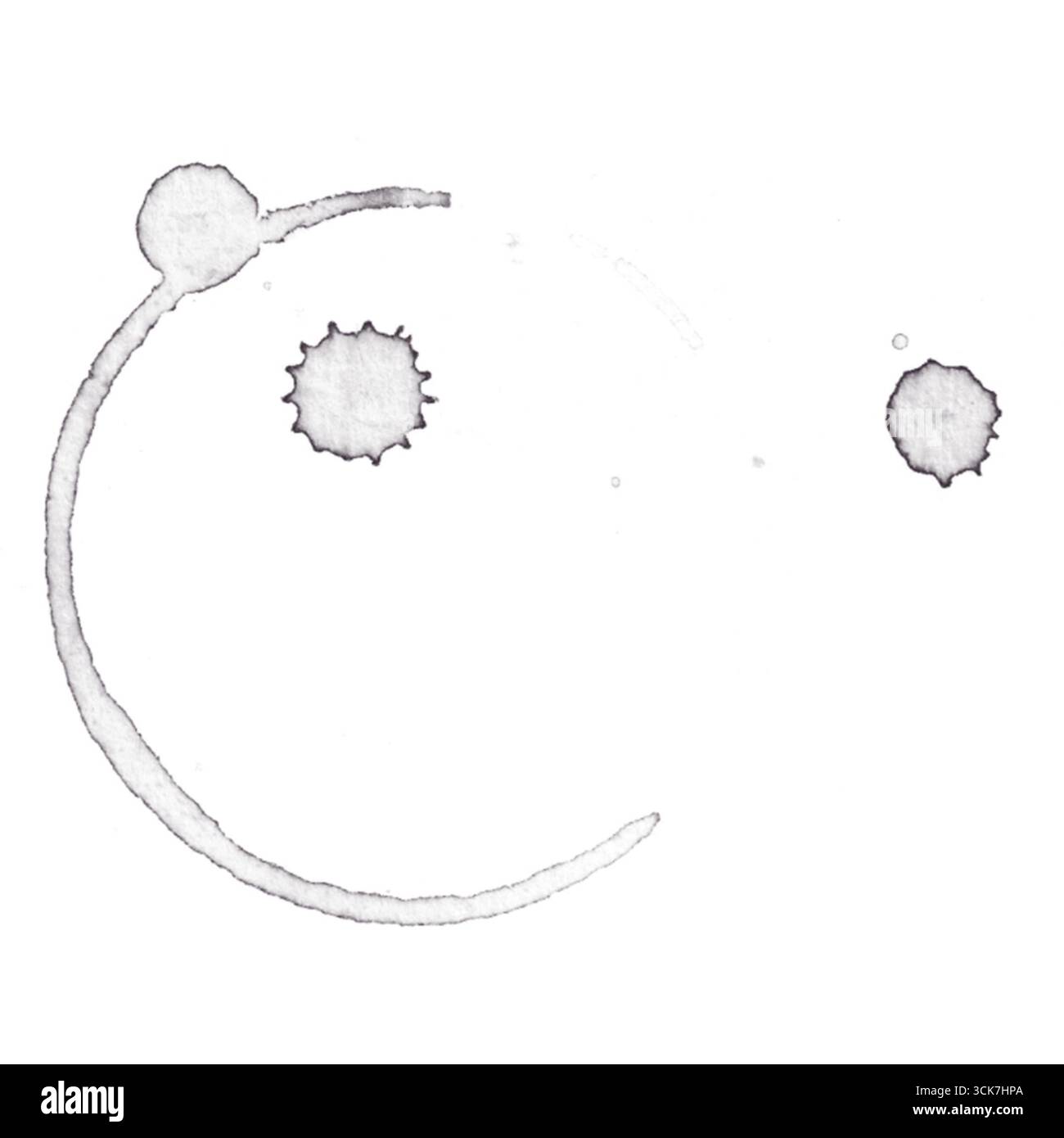 Un'illustrazione semplicistica di corpi celesti, che probabilmente rappresentano pianeti e lune in orbita. Foto Stock