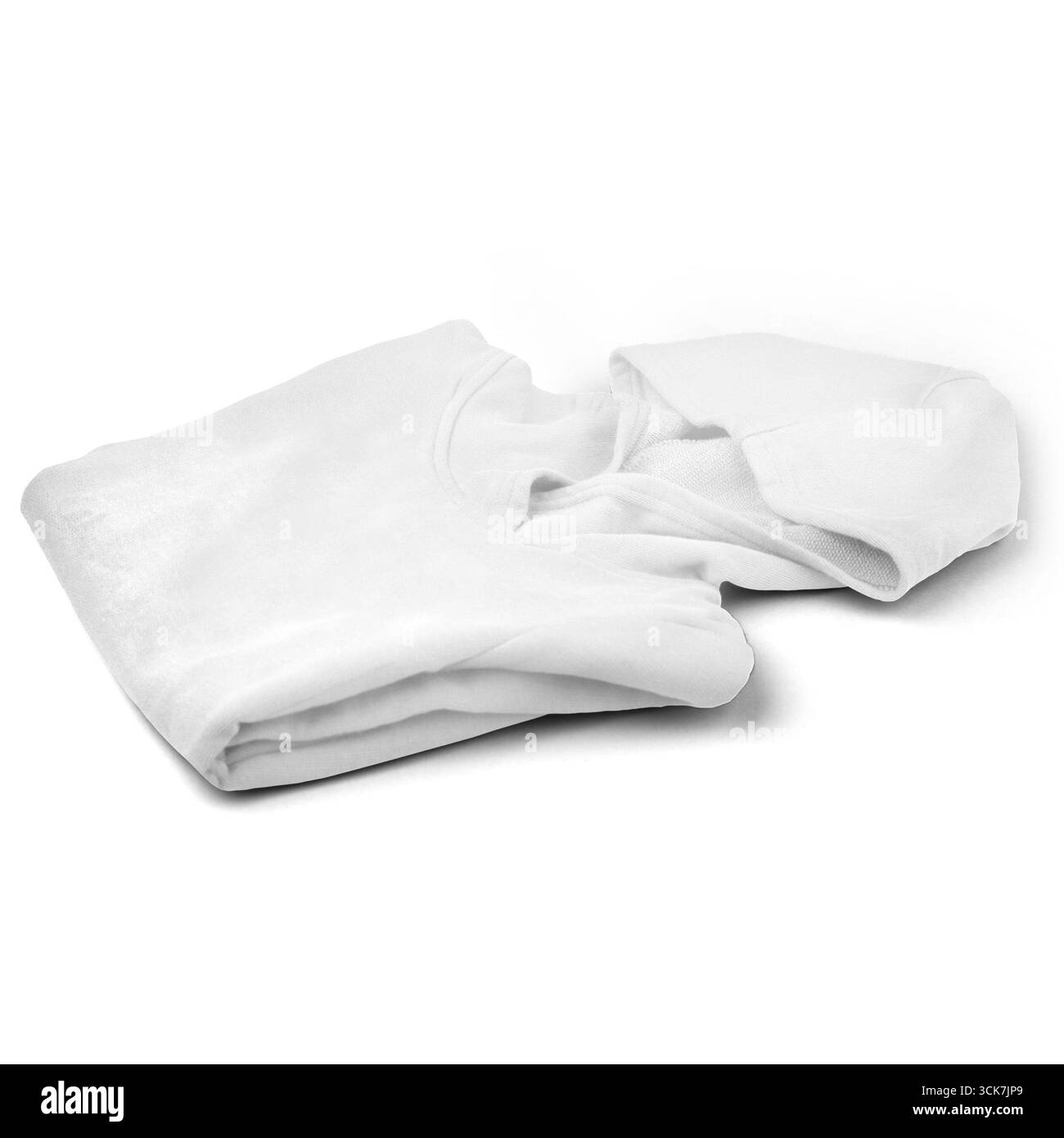 Una felpa con cappuccio bianca ripiegata che mostra il suo stile casual e la sua versatilità da indossare tutti i giorni. Foto Stock