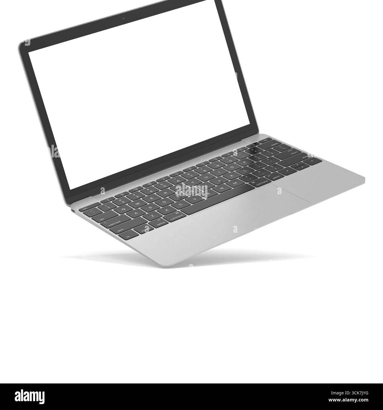 Un notebook moderno con schermo vuoto, ideale per il lavoro o le attività creative. Foto Stock