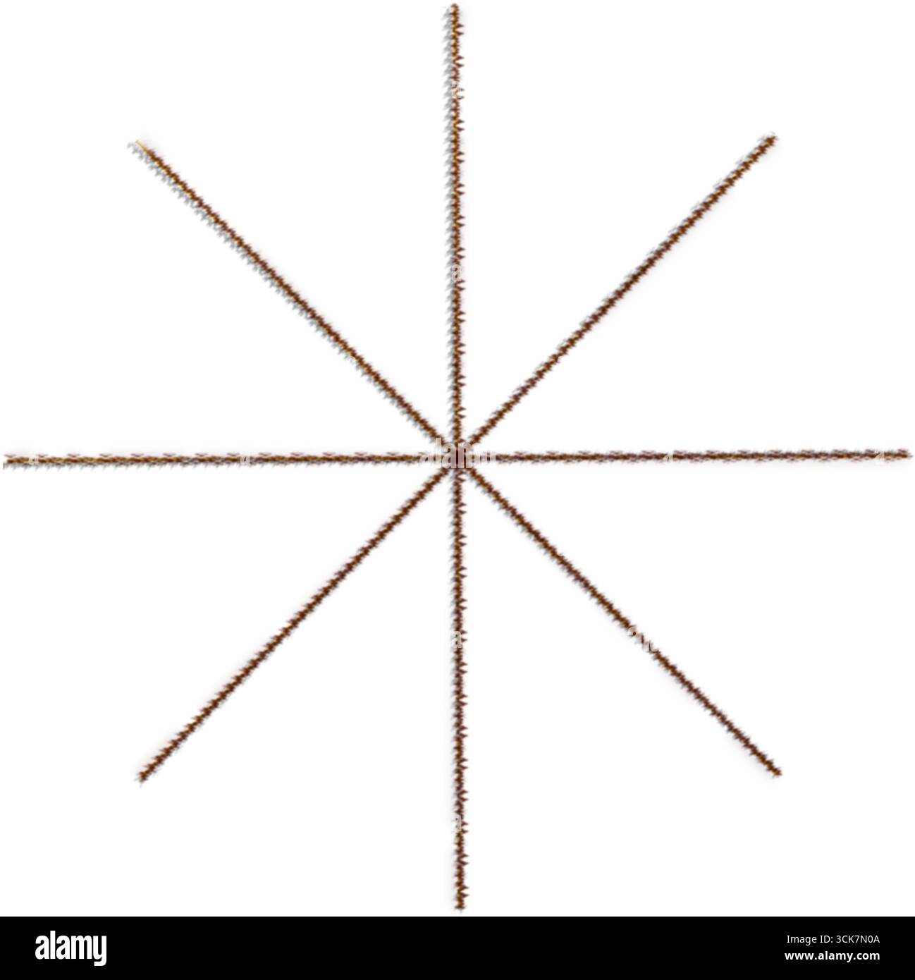 Un semplice design geometrico con otto linee radianti che creano un motivo a stella. Foto Stock