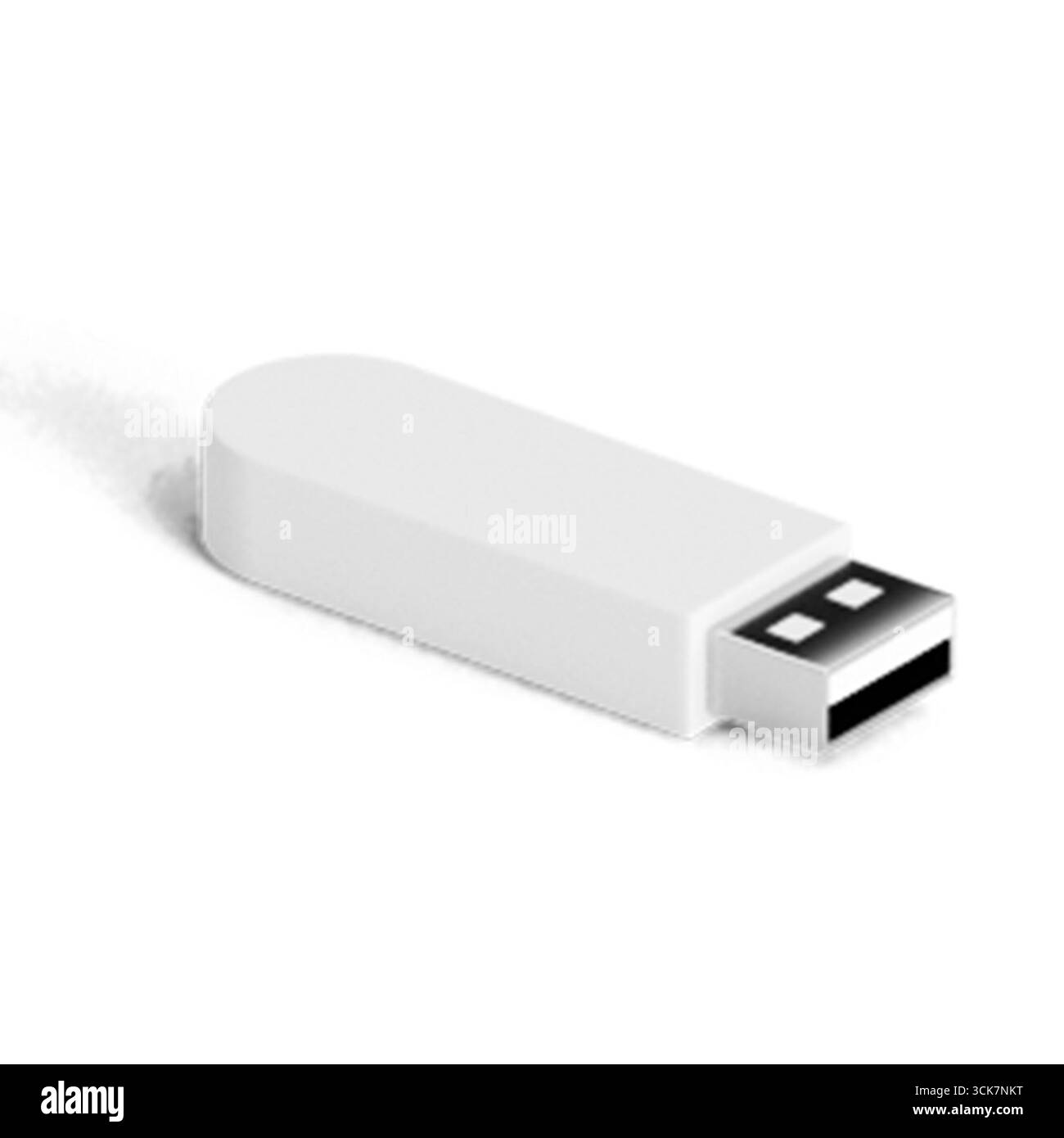 Una semplice unità flash USB bianca progettata per l'archiviazione e il trasferimento dei dati. Foto Stock