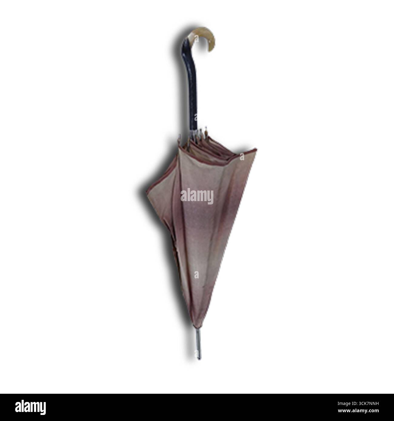 Ombrello chiuso con manico curvo, dal design semplice e dai colori tenui. Foto Stock